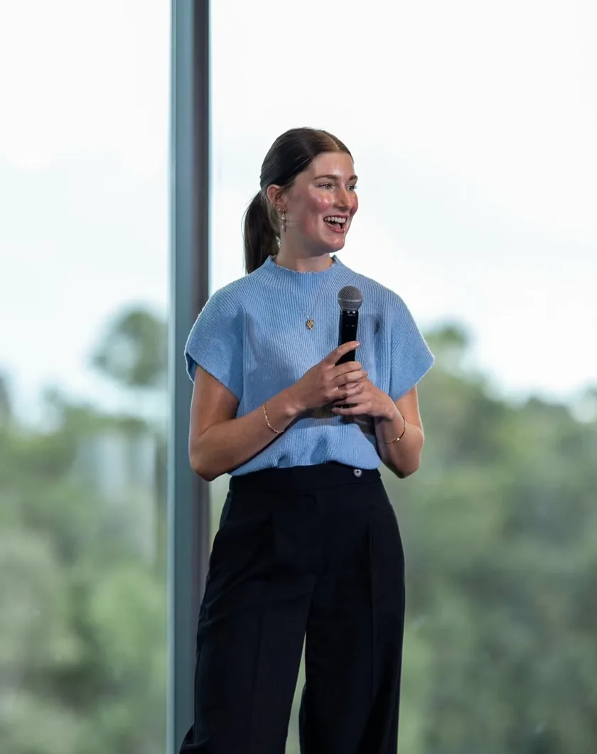 Jess Tresidder speaking at an event in Adelaide